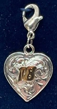 #18 Kyle Busch / Bobby Labonte - Silver & Gold Heart Charm / Zipper Pull NASCAR