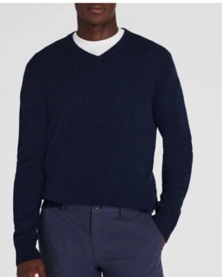 Club Monaco Men s Lightweight Cashmere Sweater Size Medium Navy Blue V Neck