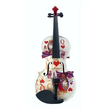 Queen of Hearts White/Red Violin w carbon fiber bow, case, rosin, strings, setup
