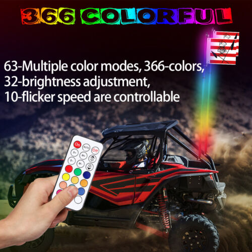 For RGB LED Whip Lights Wireless Remote Controller Chasing ATV UTV Waterproof - Picture 8 of 18
