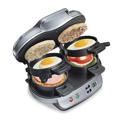 	Hamilton Beach Dual Breakfast Sandwich Maker with Timer Silver 25490A	
