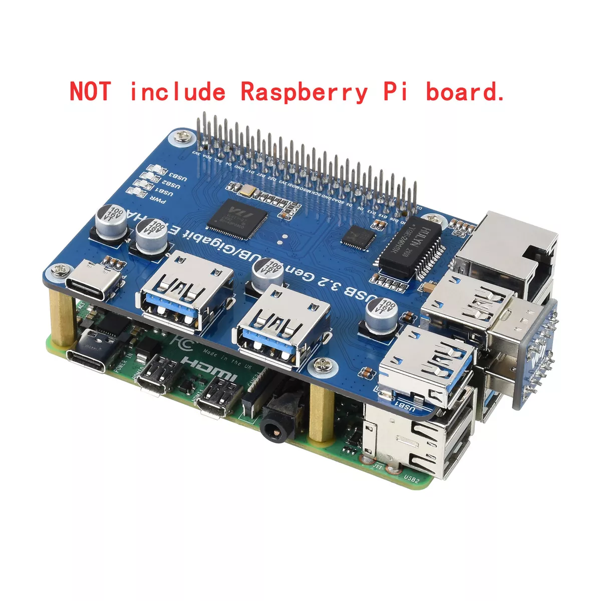 USB 3.0 Ethernet HUB Expansion Kit for RPI Raspberry Pi 3 Model B Plus  Board 4