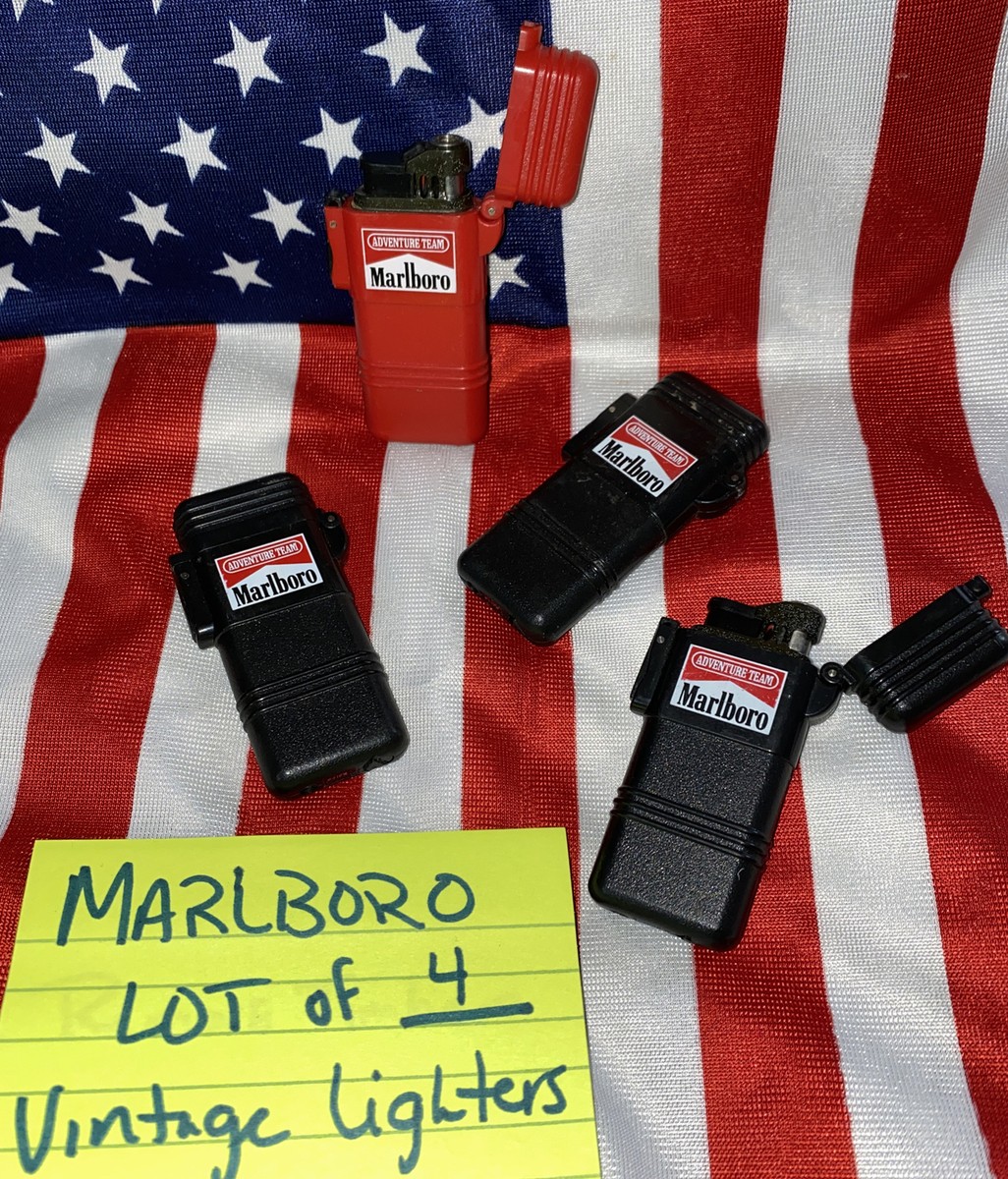 Marlboro 4) black & Red Torch Lighter Vintage Collector Tobacco