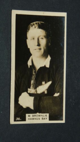 WILLS CIGARETTES CARD RUGBY NEW ZEALAND ALL BLACKS 1927 #36 BROWNLIE HAWKES BAY - Bild 1 von 2