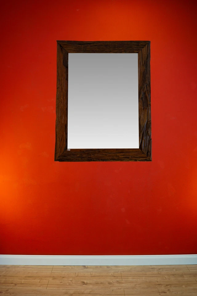 Teak Mirror Wall Mirror Reclaimed Wood Frame 100 x 75 cm Bathroom Teakwood - Image 4 of 4