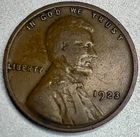 1923 P Lincoln Wheat Cent Penny 1C Fine Lamination error on obverse -SP142