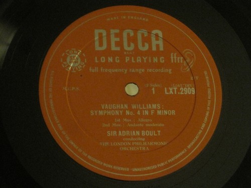 SIR ADRIAN BOULT LONDON PHILHARMONIC VAUGHAN WILLIAMS LP DECCA LXT 2909 UK VG++ - Imagen 3 de 3