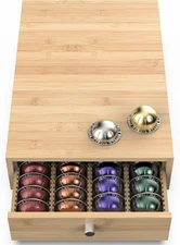for Nespresso Vertuo Capsules (NV140) - Premium Bamboo Coffee Pod Drawer, 40 Big