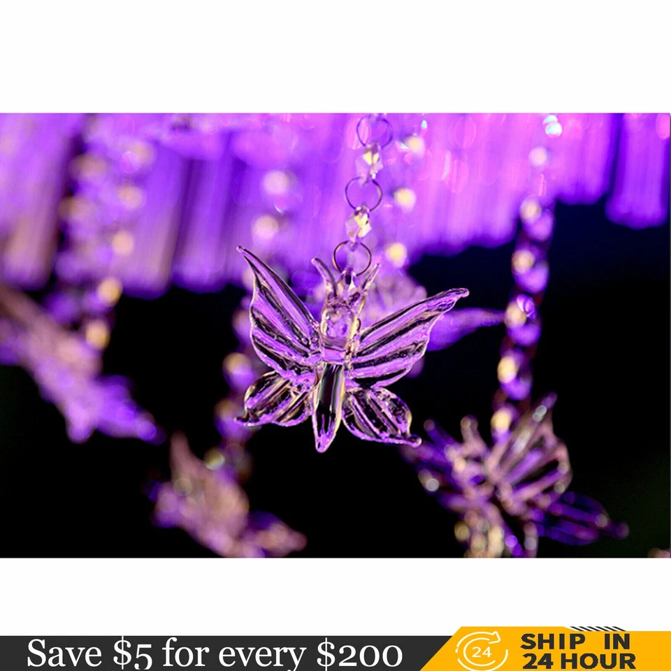 Lámpara de techo de 3 colores que cambia de color lámpara de cristal lámpara accesorio mariposa Foto 3 de 4