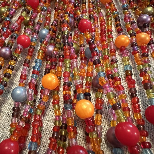 Bohemian Hippy Beaded Curtain Doorways,glass Beads Red 35”wide