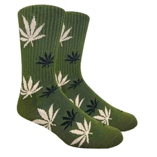 Cannabis Leaf Patterned Socks (Adult Large - Men's Shoe Sizes 8-12)