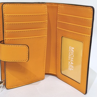 Michael Kors Jet Set MD Bifold Zip Coin Card Wallet Radiant Orange