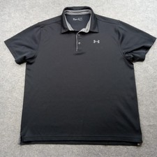 Under Armour Polo Shirt Mens XL Black HeatGear Loose Golf Performance Top