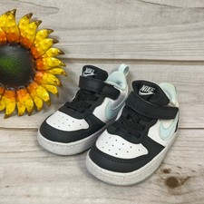 Nike Court Borough Low 2 Toddler Sneakers White Black Blue Tennis Shoes 6C