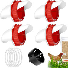 DWYIZMOT Chicken Feeder No Waste, Rain-Proof Poultry Automatic Feeder with Lid G