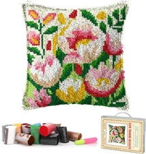 RadiantDecor Latch Hook Kits for Adults- DIY 43X43CM/16.93X16.93IN, Tulips 