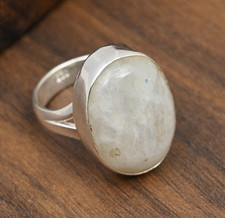 Rainbow Moonstone Gemstone Handmade 925 Solid Sterling Silver Jewelry Ring
