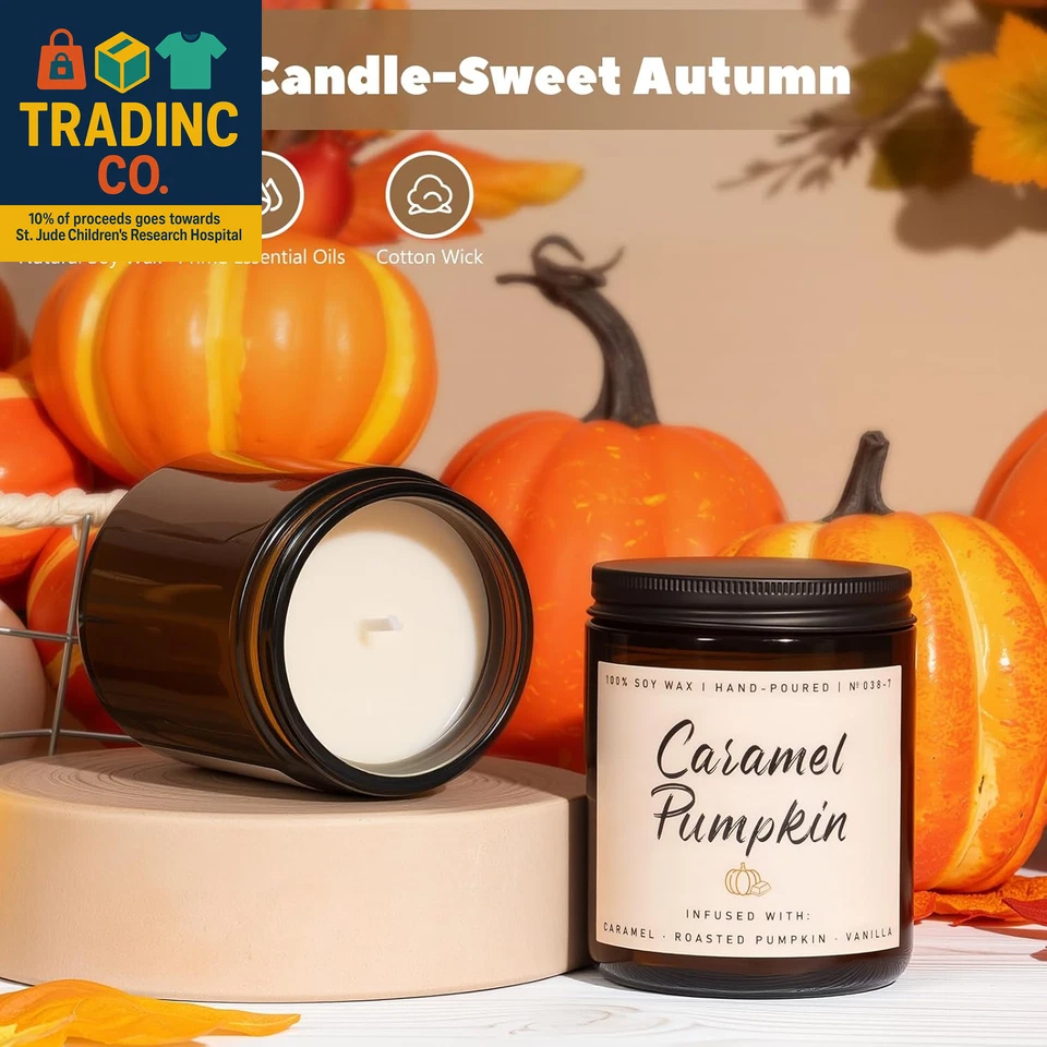 Fall Candle, Caramel Pumpkin Scented Candle – Fall Soy Candles for Home, Cozy Au - Image 2 of 4