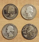 Silver 1935-1949 Washington Quarters Lot (90% Silver), 4 Coins $ 1 Dollar F.V.