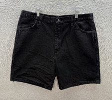 Rustler Shorts Mens 40 Black Denim Relaxed Fit Jorts Workwear Chore Barn Rancher
