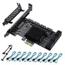 PCIe 10 Ports SATA 3.0 Controller Card with 10 SATA Cables 6Gbps PCE 10ST
