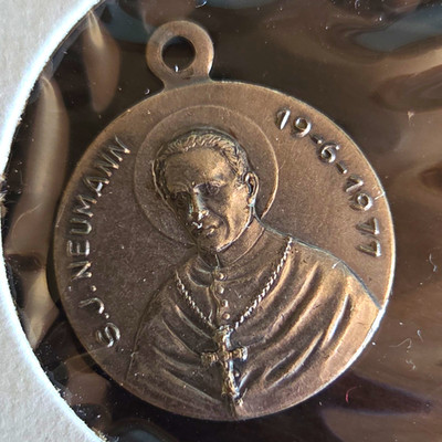 Pope Paul VI & St. John Neumann Christian Medal Pendant Charm 1964-1974