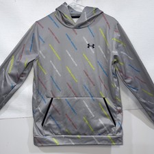 Boys Youth Under Armour Extra Large XL Loose Fit Coldgear All Over Logos Hoodie