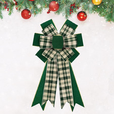Large Christmas Bows for Wreath, Xmas Wreath Bow Green Buffalo Plaid Farmhouse T
