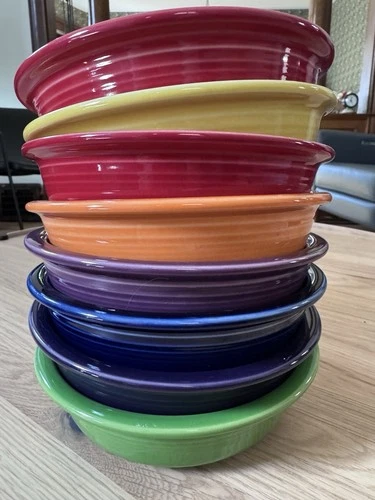 FIESTAWARE Homer Laughlin Set Of 8 Bowls 7" Multicolor Excellent
