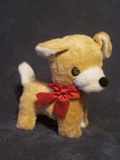 Antique VTG Puppy Dog Plush Yellow Eyes Japan 6 1/2" Tall-SO CUTE  