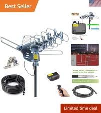 NextGen Ready Amplified Outdoor HDTV Antenna - 150 Mile Range & 59ft Coax Cable