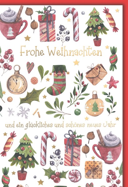 Weihnachten Weihnachtssymbole GlüCkwunschkarte Mit Umschlag-image