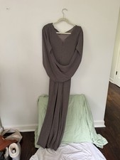 Betsy  Adam Women's 12 Brown Glitter Knit Long Gown Zip Stretch Solid