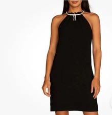 NWT TRINA TURK Black Katie Halterneck Sleeveless Bling Cocktail Dress LBD 8
