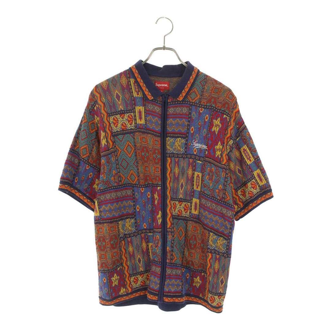 Supreme Patchwork Zip up Polo Total Pattern Knit Short Sleeve
