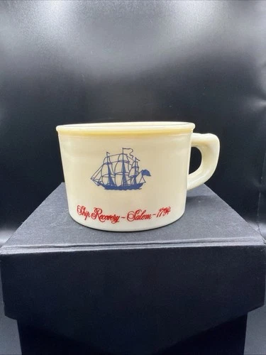 Vintage Old Spice England  Shulton Shaving Mug Ship Recovery Salem Milk Glass