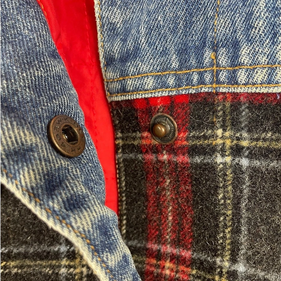 Vintage Pendleton Originals Size Large Wool Flannel Denim Vest Plaid Western - Image 4 of 4