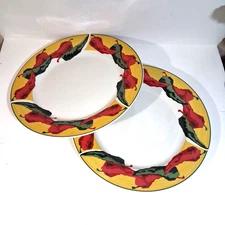 Santa Fe Southwestern Chili Peppers Dinner Plate Meiwa Art 10.75" Lot of 2