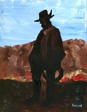 Atherton 11x14 Original Expressionism Acrylic Painting "Vaquero" hand signed