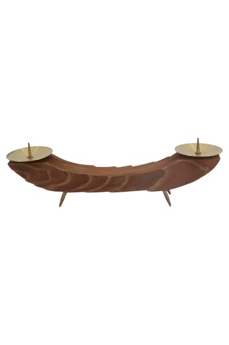 Set di 3 portacandele in legno rustico per candele a colonna