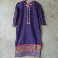 Biba Kaftan Dress Women's Size XS Euro 34 Purple & Gold Lined Long Sleeve BNWT