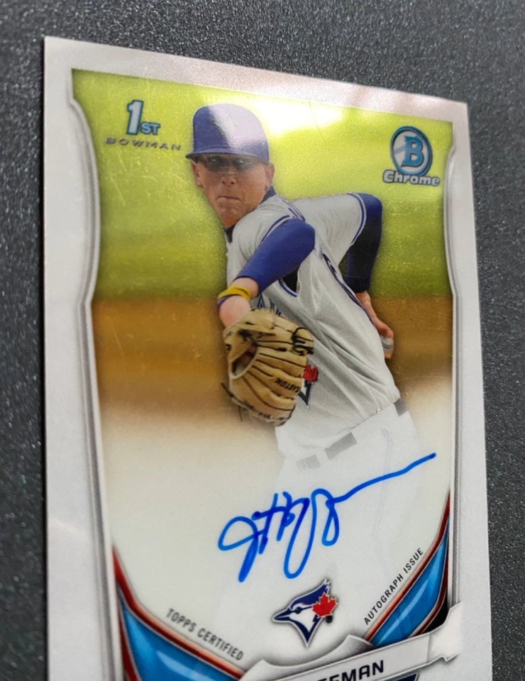 2014 Bowman Chrome Auto Jeff Hoffman 1st Bowman Blue Jays (*SURFACE SCRATCHES*) - Image 4 of 4