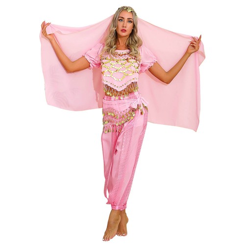 Womens Arabian Belly Dance Costume Crop Top Pants Hip Scarf Head Scarf Outfits - Picture 42 of 74