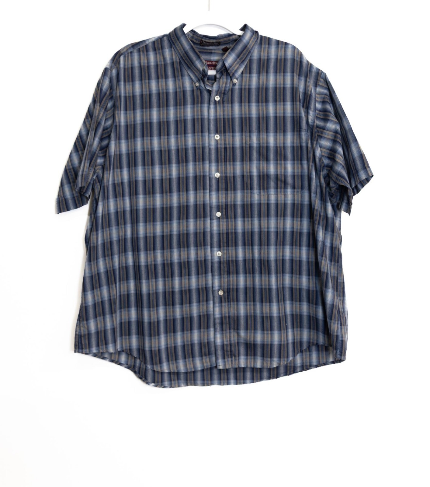 FILA Plaid uomo Savile Row Tradition blu e marrone taglia XXL manica corta con bottoni