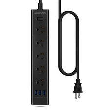 2 Prong Power Strip 10FT Cord Surge Protector 5 Outlets + 3 USB Wall Mount