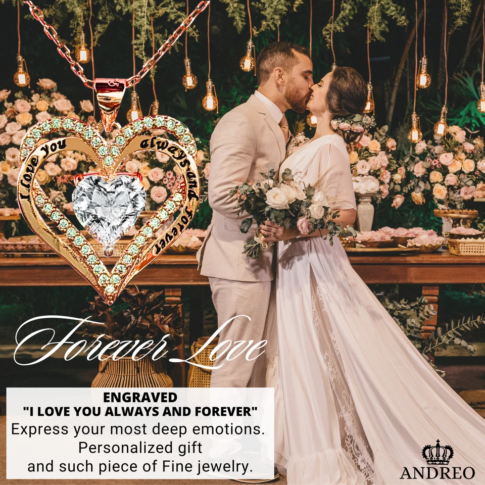 Esposa PERSONALIZADO Corazón Collar Regalo de Marido Regalos de Cumpleaños para Mujer por ANDREO Foto 4 de 4