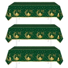  Pack Ramadan Mubarak Tablecloths for Eid Mubarak 3 Eid Mubarak-green