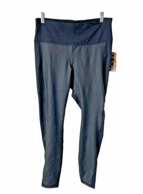 Activ8 Black Moto Leggings Women's Size Large L Crop Faux Leather Front New NWT