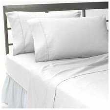HEAVY FABRIC 4 PC SHEET SET WHITE SOLID 100 EGYPTIAN COTTON 1200TC ALL US SIZE