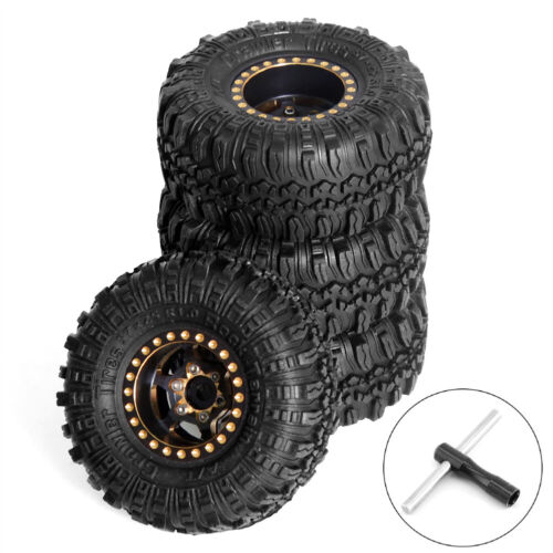 4PCS 1.0 Brass Rubber Wheels Tires for 1/18 TRX4M 1/24 Axial SCX24 Upgrade Parts - Picture 3 of 9